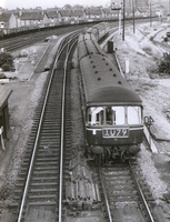Looking down on a Trans-Pennine DMU from a bridge