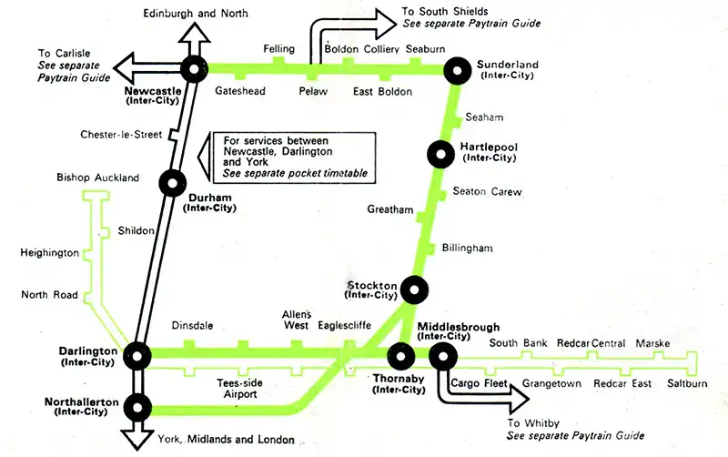 Newcastle - Northallerton route diagram