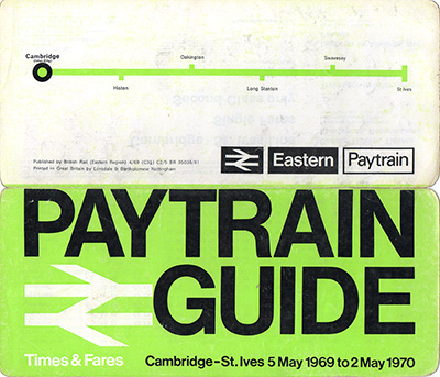 Cambridge - St Ives May 1969 timetable outside