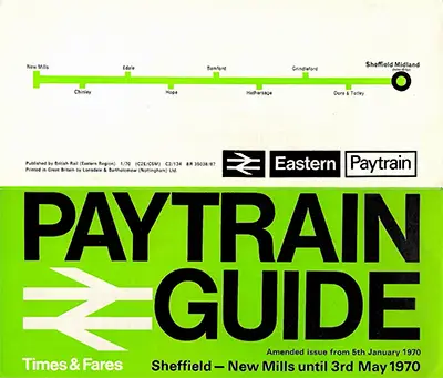 January 1970 Sheffield - New Mills timetable outside