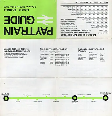October 1972 Lincoln - Sheffield timetable outside