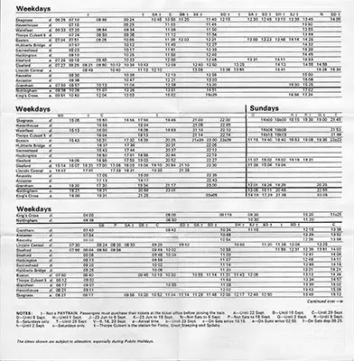 June 1973 Lincoln/Grantham - Skegness timetable inside