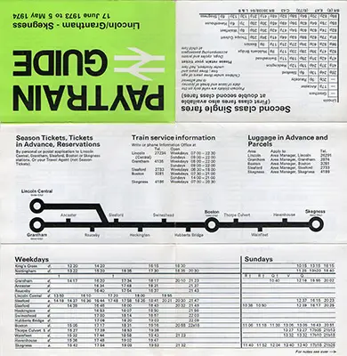 June 1973 Lincoln/Grantham - Skegness timetable outside