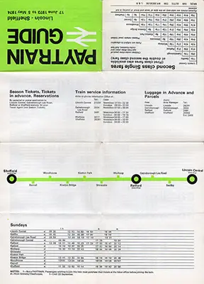 June 1973 Lincoln - Sheffield timetable outside