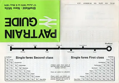 June 1973 Sheffield - New Mills timetable outside
