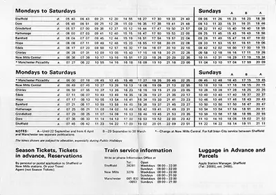 June 1974 Sheffield - New Mills timetable inside