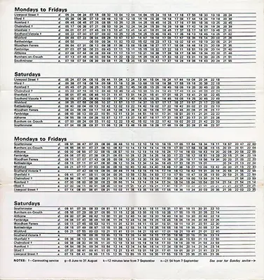 Wickford - Southminster May 1975 timetable inside