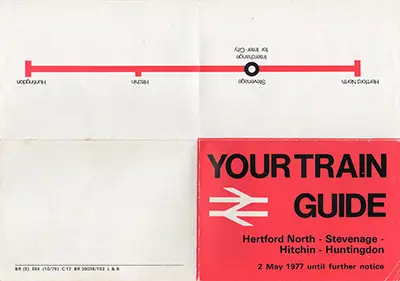 Hertford North - Huntingdon May 1977 timetable outside