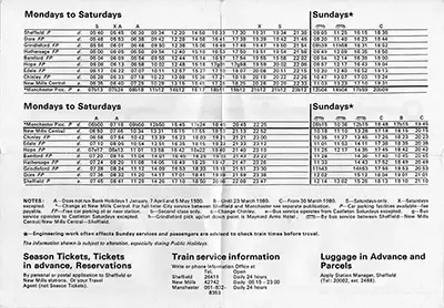 October 1979 Sheffield - New Mills timetable inside