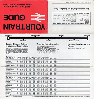 Wickford - Southminster May 1980 timetable outside