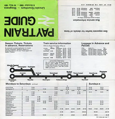 October 1980 Lincoln/Grantham - Skegness timetable outside