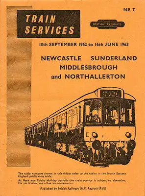 September 1962 Newcastle - Northallerton timetable cover