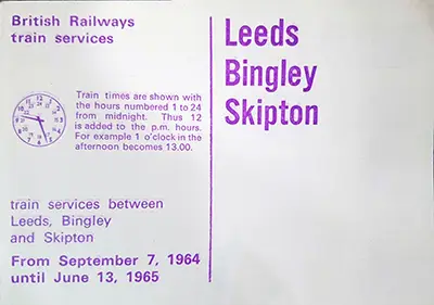 September 1964 Leeds - Skipton timetable cover