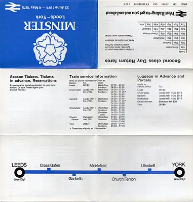 June 1974 Leeds - York timetable outside