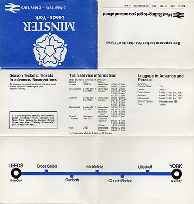 May 1975 Leeds - York timetable outside