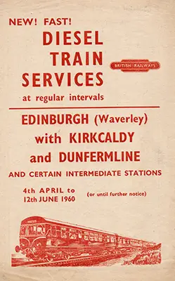 Edinburgh - Kirkcaldy and Dunfermline April 1960 timetable