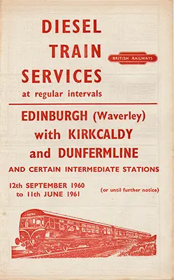 Edinburgh - Kirkcaldy and Dunfermline September 1960 timetable