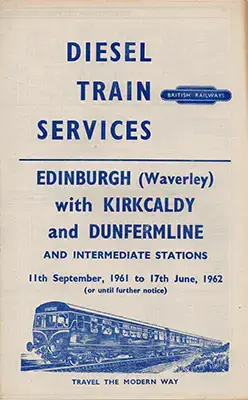 Edinburgh - Kirkcaldy and Dunfermline September 1961 timetable