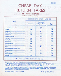November 1958 Aviemore-Elgin timetable bacl