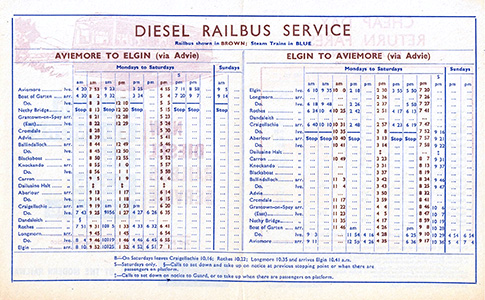 November 1958 Aviemore-Elgin timetable inside