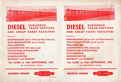 Birmingham area timetable June 1958