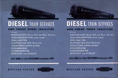 Birmingham area timetable June 1959