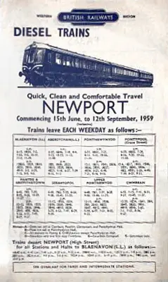 Times of trains to Newport June 1959