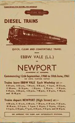 September 1960 Ebbw Vale to Newport times