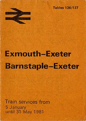 Exmouth - Exeter and Barnstaple - Exeter January 1981 timetable front