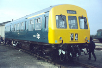 Class 101 DMU painted rail blue a yellow end
