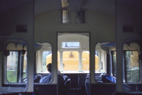 Interior view of Class 101 observation saloon looking out to a Class 37