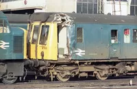 Damaged 121 DMU at Bristol Bath Road depot