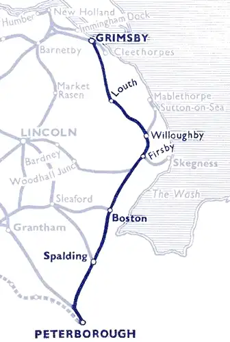 Peterborough - Grimsby Town route diagram