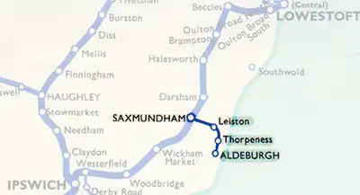 Saxmundham to Aldeburgh Route diagram