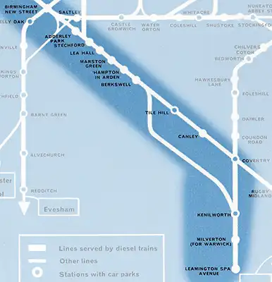 Birmingham New Street - Leamington Spa Avenue route diagram