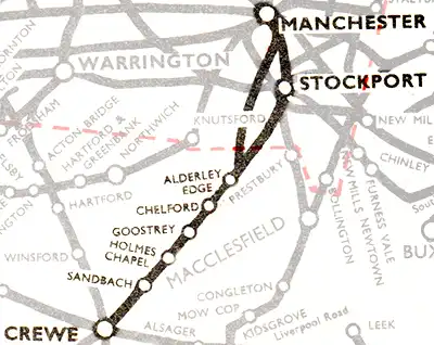 Manchester - Crewe route diagram