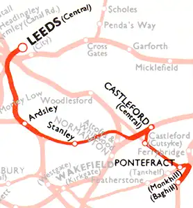 Leeds - Pontefract Baghill Route diagram