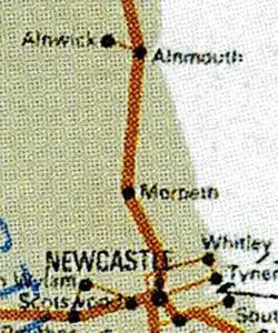 Newcastle - Alnwick route diagram