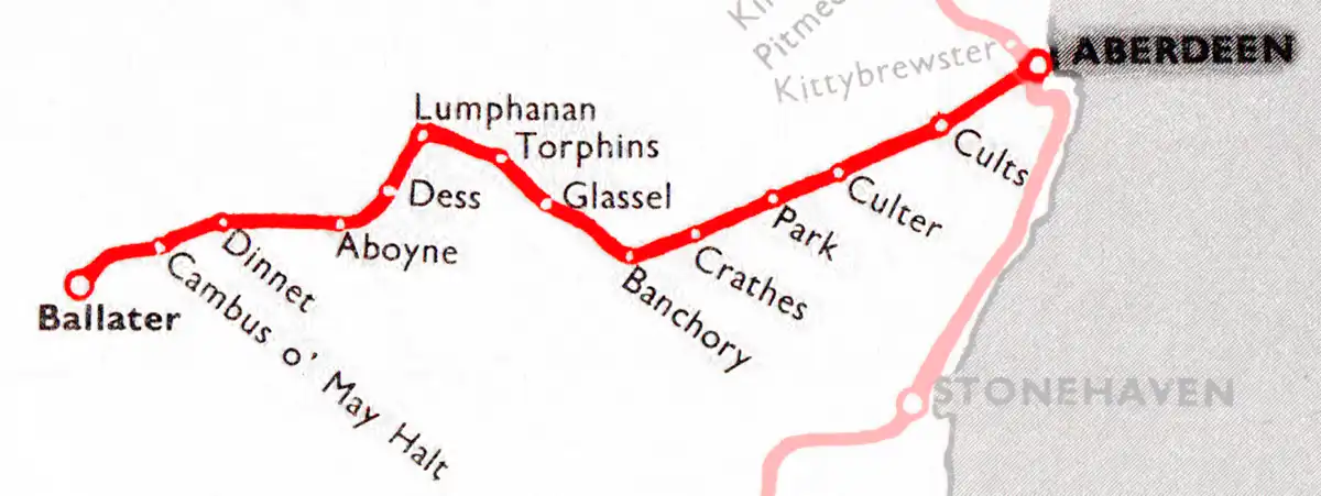 Aberdeen - Ballater route diagram