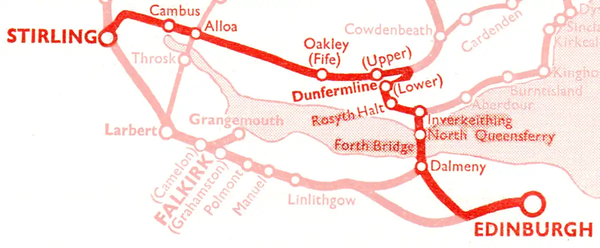 Edinburgh - Stirling route diagram