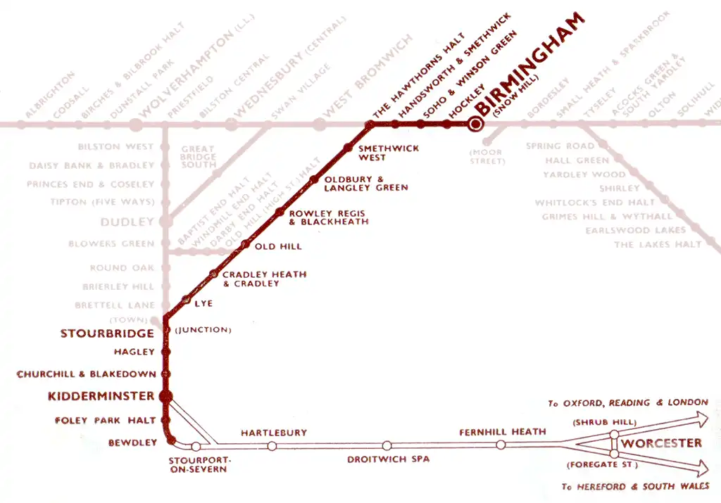 Birmingham - Leamington Spa and Stratford-upon-Avon route diagram