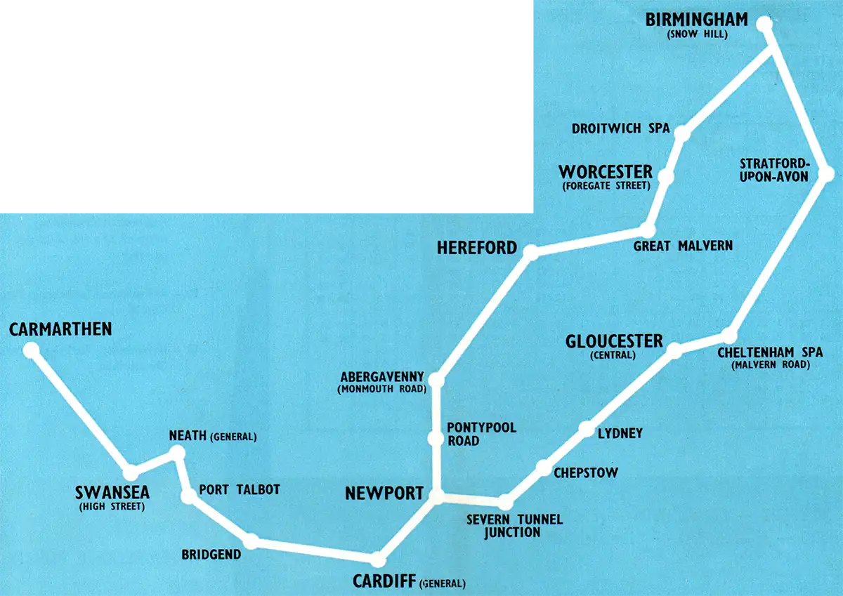 Birmingham - South Wales route diagram