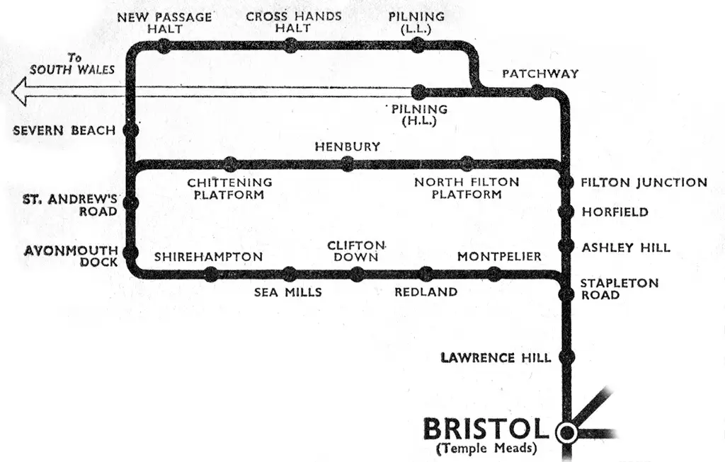 Severn Beach route map 1960