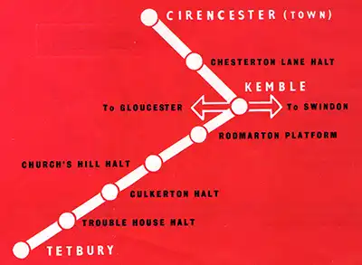 Circencester - Kemble - Tetbury route diagram