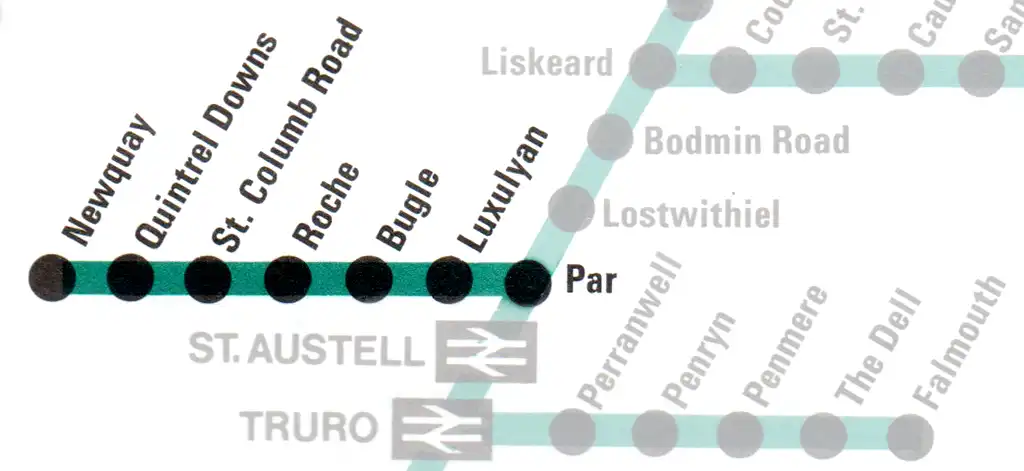 Route diagram Newquay to Par