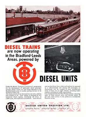 February 1954 British United Traction advert noting their involvement with the Bradford-Leeds vehicles