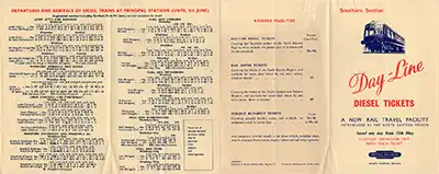 North Day Line Diesel Southern Section handbill May 1958 inside