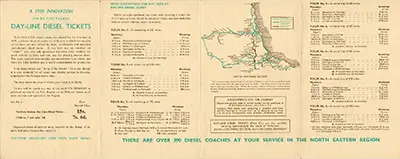 North Day Line Diesel Northern Section handbill June 1958 inside