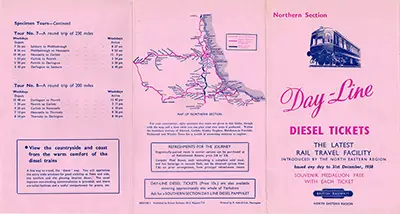 North Day Line Diesel Northern Section handbill September 1958 inside