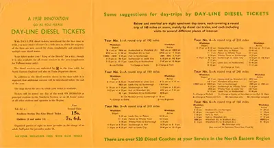 North Day Line Diesel Southern Section handbill September 1958 inside